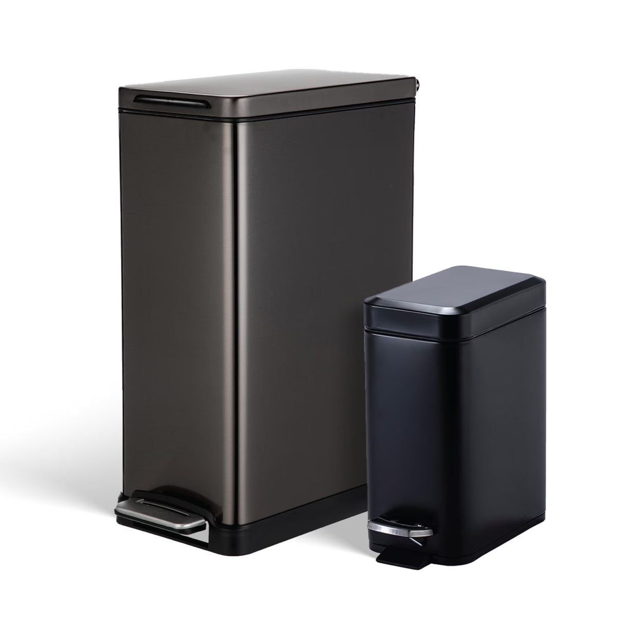 Black Stainless Steel Kitchen Trash Can Combo D608861