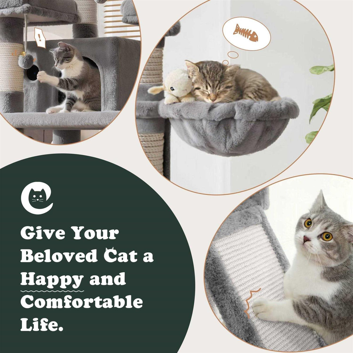 68 Inch Multi-Level Cat Tree with Scratching Posts O5773