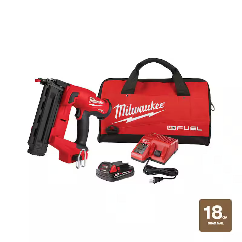 18-Volt 18-Gauge Cordless Brad Nailer Kit with Battery, Charger and Bag U67988