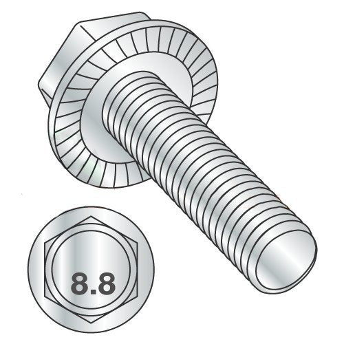 M6-1.0 x 20 mm Hex Flange Screws Serrated Grade 8.8 Zinc DIN6921 R3592