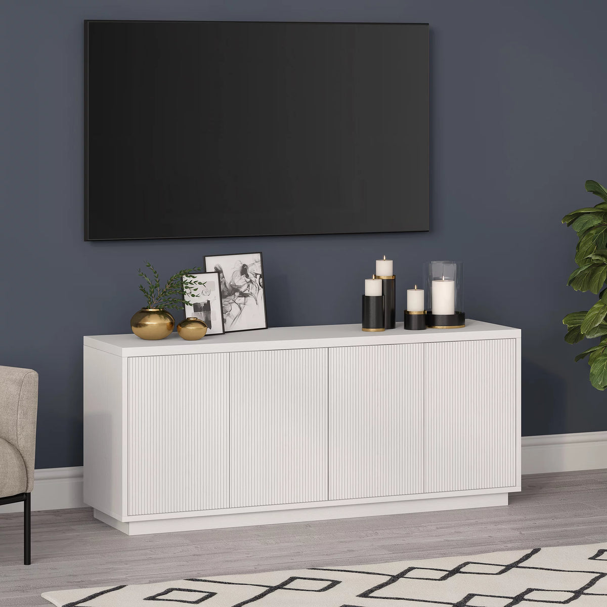 Black Grain Rectangular TV Stand U599