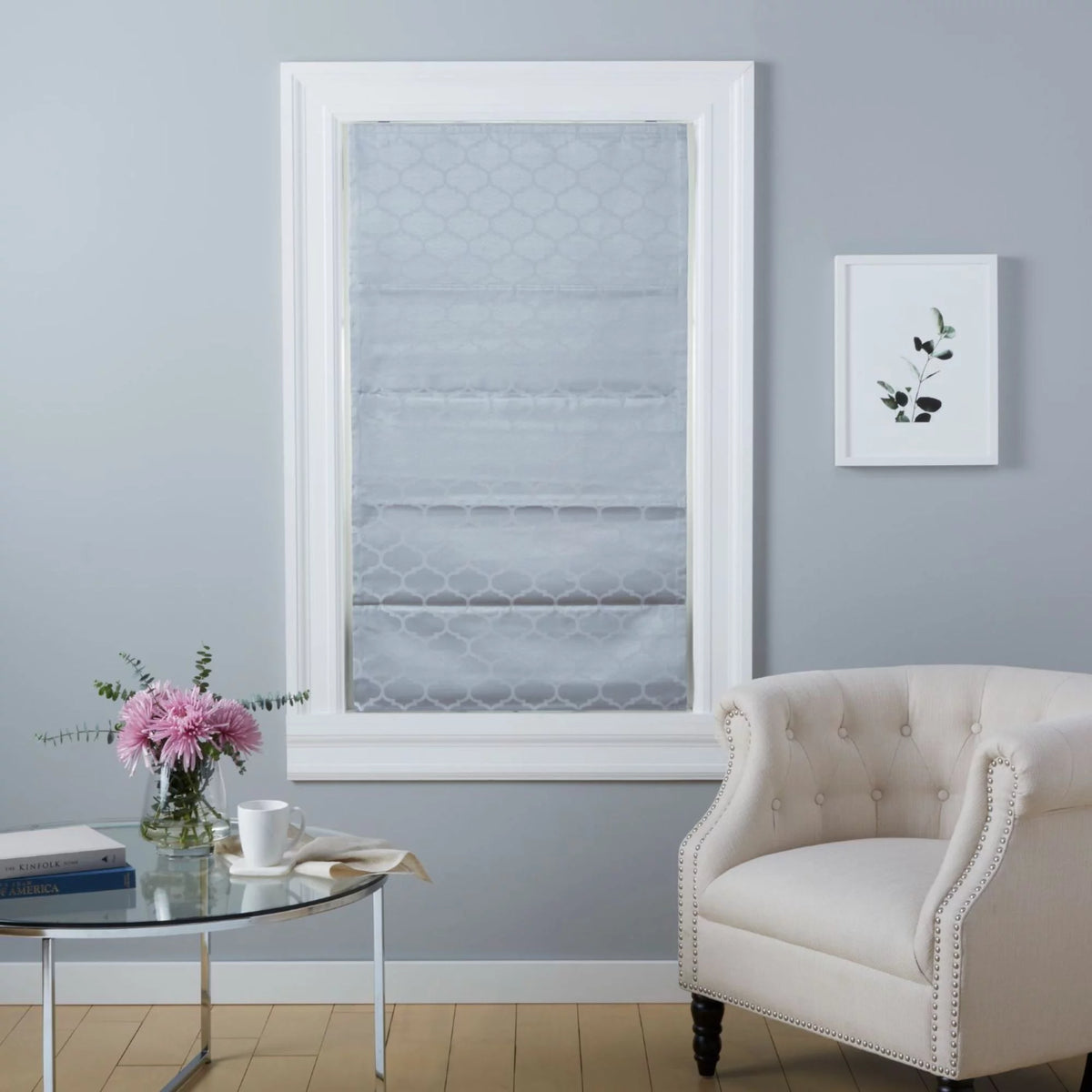 Silver 34"x64" Blackout Roman Shade Y2384