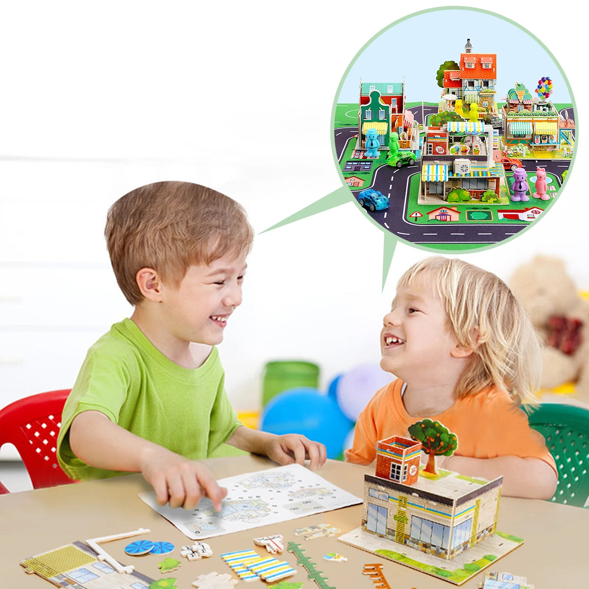 Building Blocks Set with 5 Toy Cars Y2960