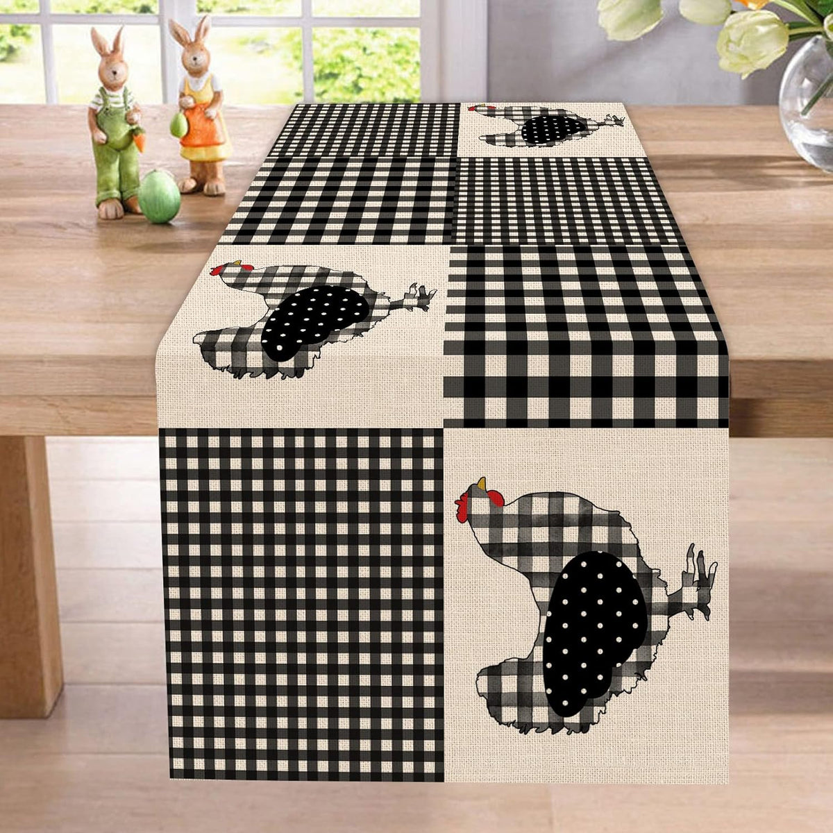 Black White Buffalo Plaid Check Table Runner 13x72 A382218