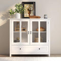 White Storage Cabinet with Glass Doors and Drawer C391242