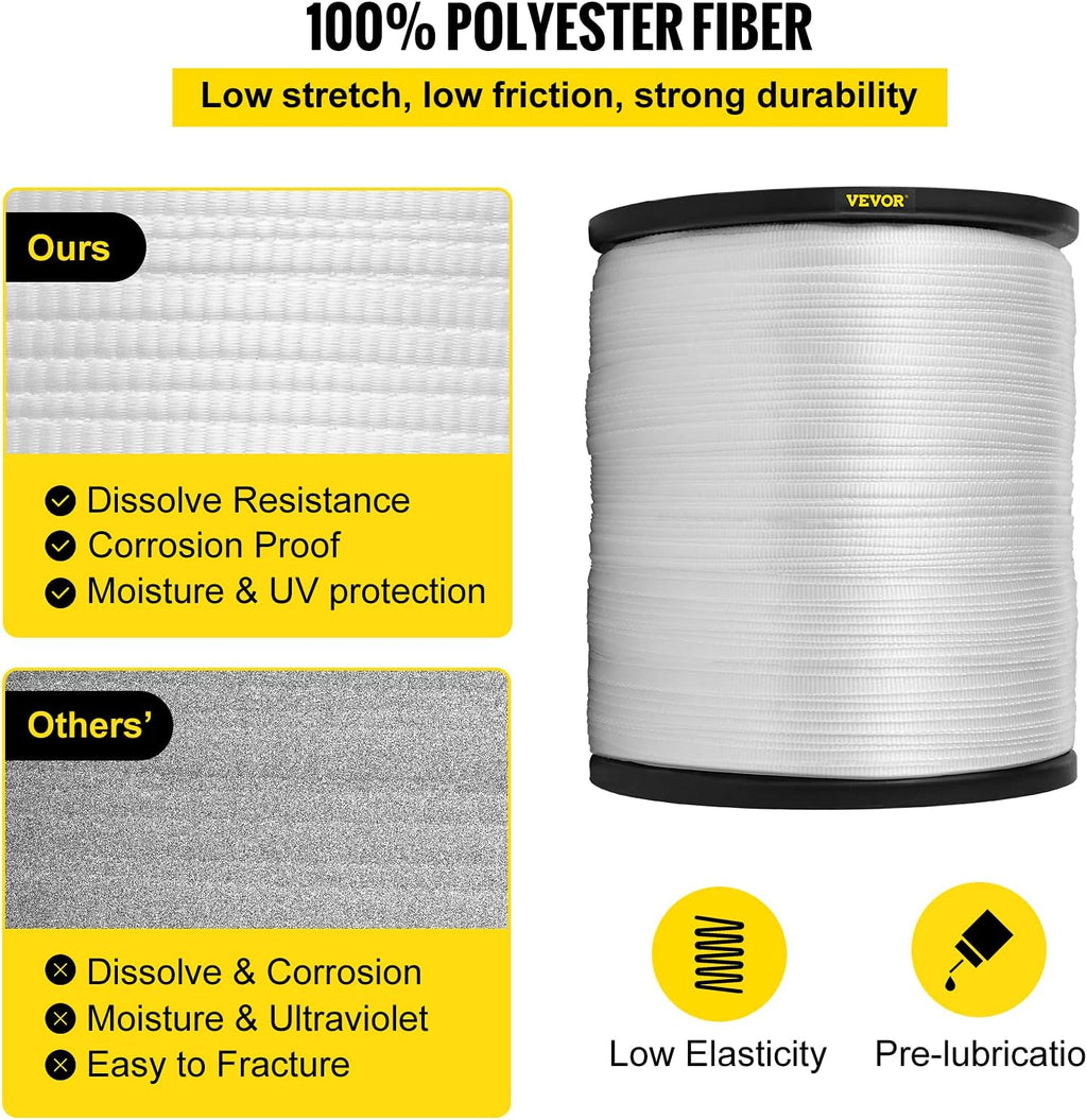 Polyester Pull Tape 1053' x 5/8 Flat Rope Pack of 2 Z371722
