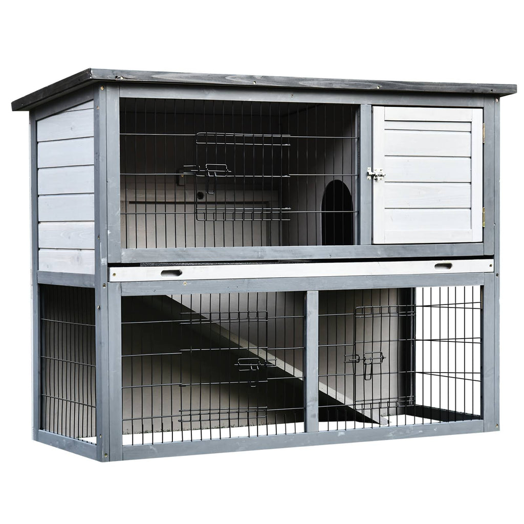 Wooden Rabbit Hutch with Ramp T871561