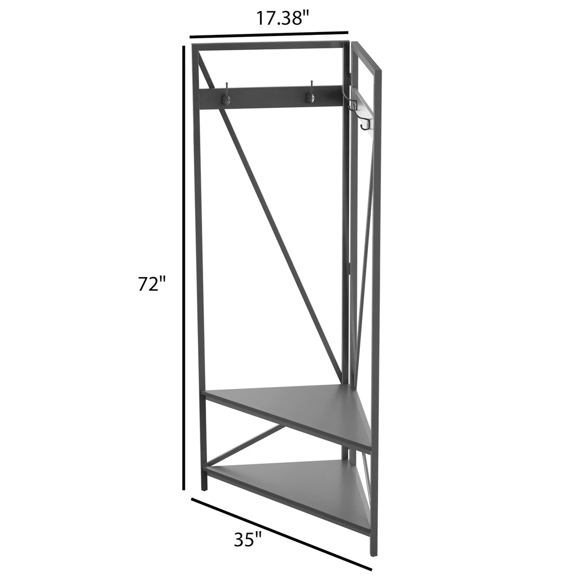 Antique Gray Corner Hall Tree with Metal Frame V42737