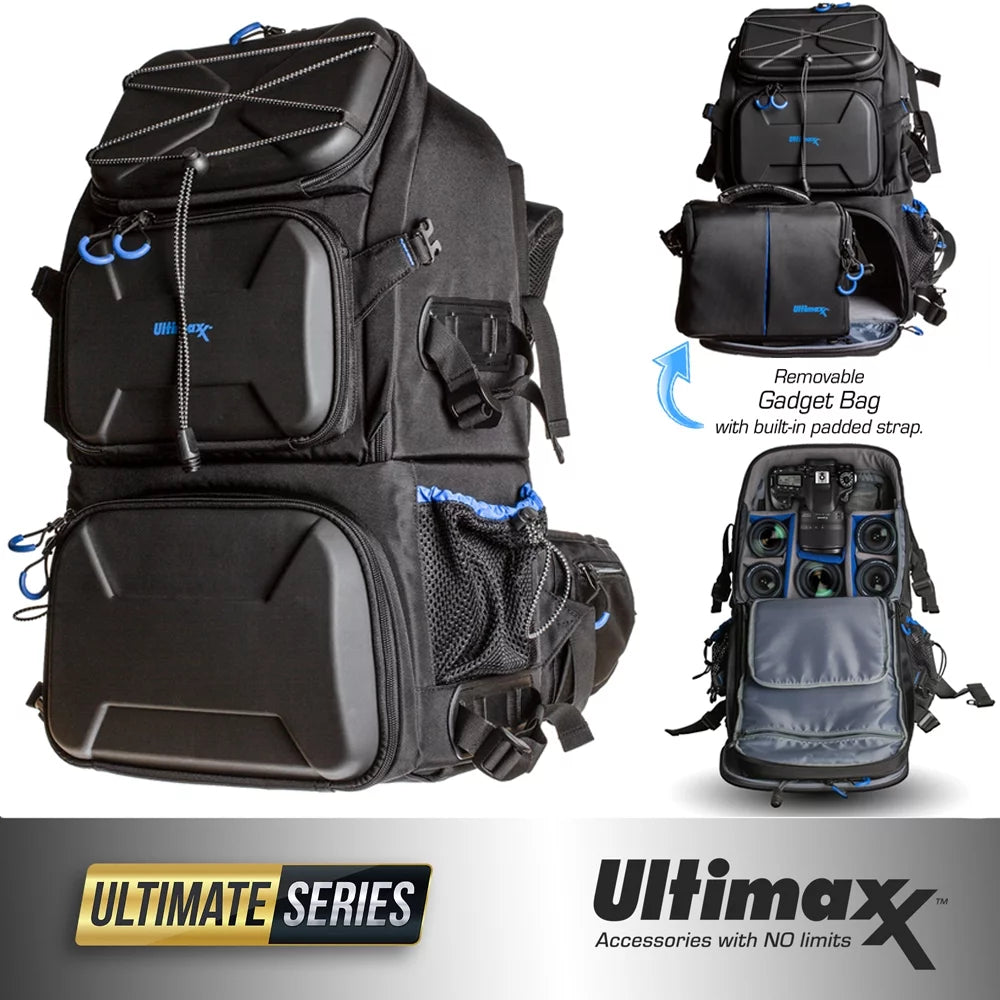Heavy Duty Camera Backpack with Removable Gadget Bag & Waterproof Rain Cover M763