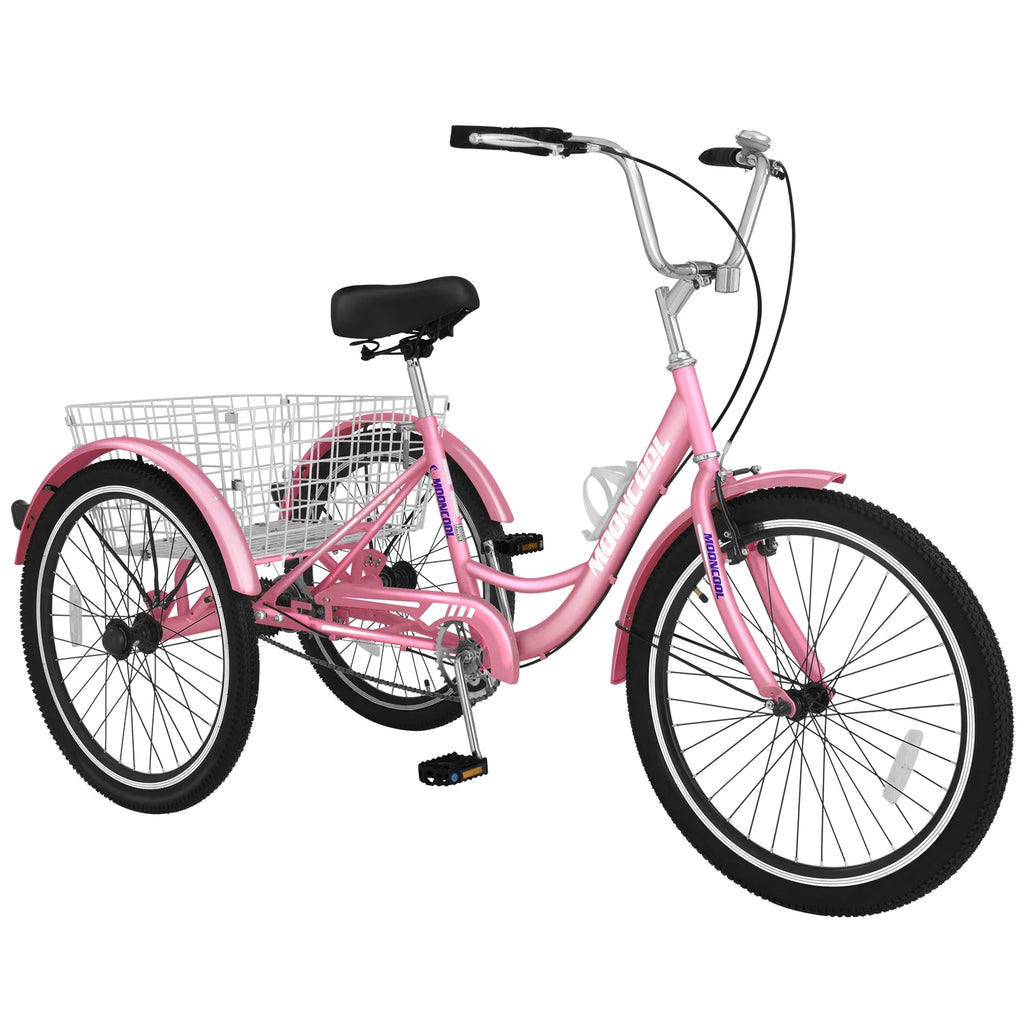 24 inch 3 Wheel Single Speed Adult Tricycle with Shopping Basket D308