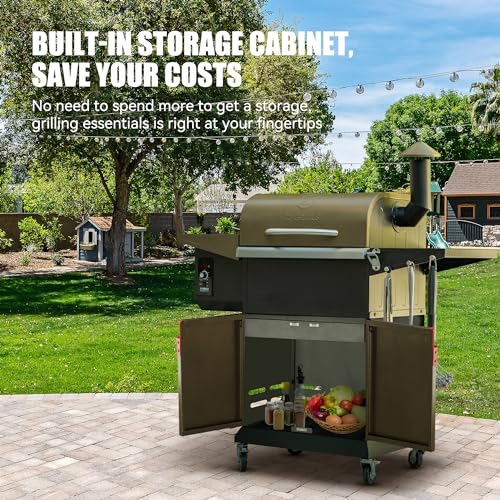 Wood Pellet Grill Smoker with PID Controller, 8-in-1 BBQ Grill, 572 sq in Cooking Area E7329