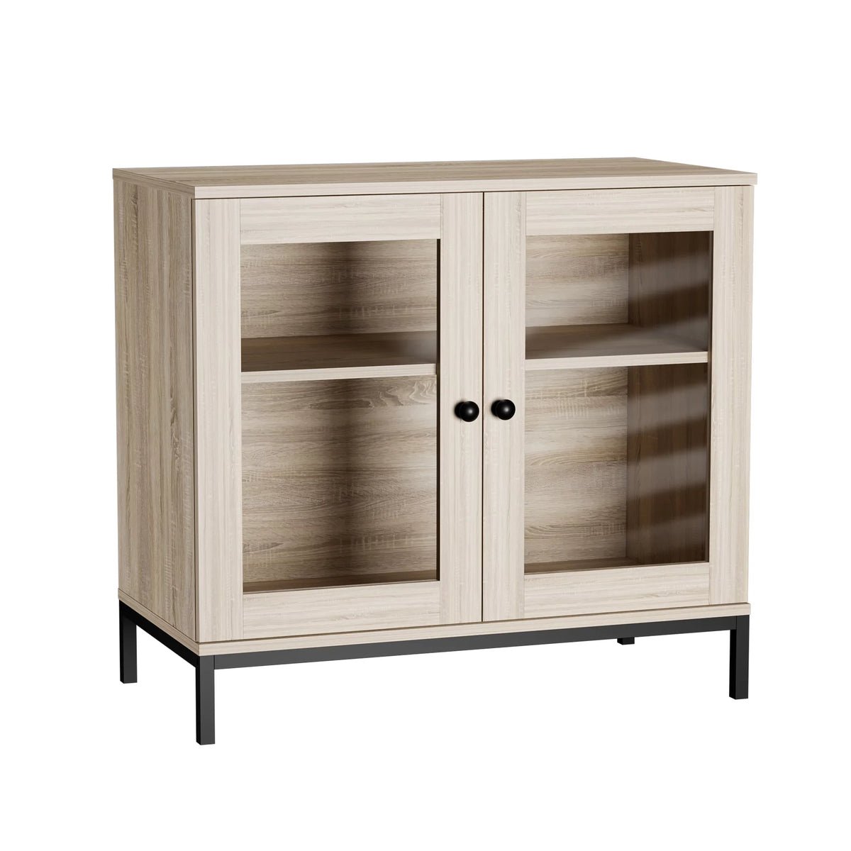 Natural Wooden Sideboard Buffet Cabinet with Acrylic Glass Doors K3639