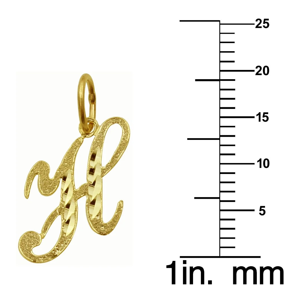 14K Yellow Gold Diamond-Cut Initial Pendant with 16" Chain Necklace T6029