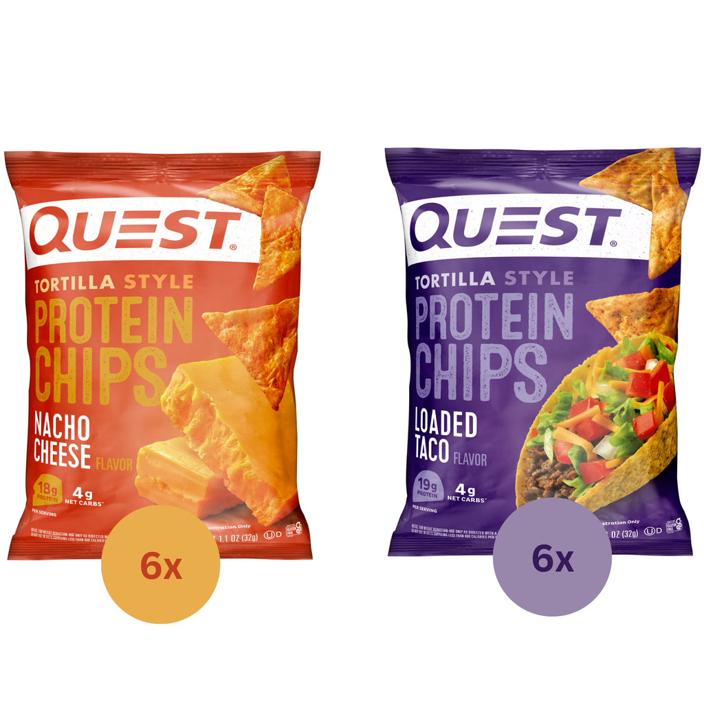 Nacho Cheese and Loaded Taco Tortilla Style Protein Chips Variety Pack, 12 Count R245