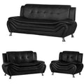 Black 3 Piece Sofa Loveseat and Armchair Living Room Set R26422
