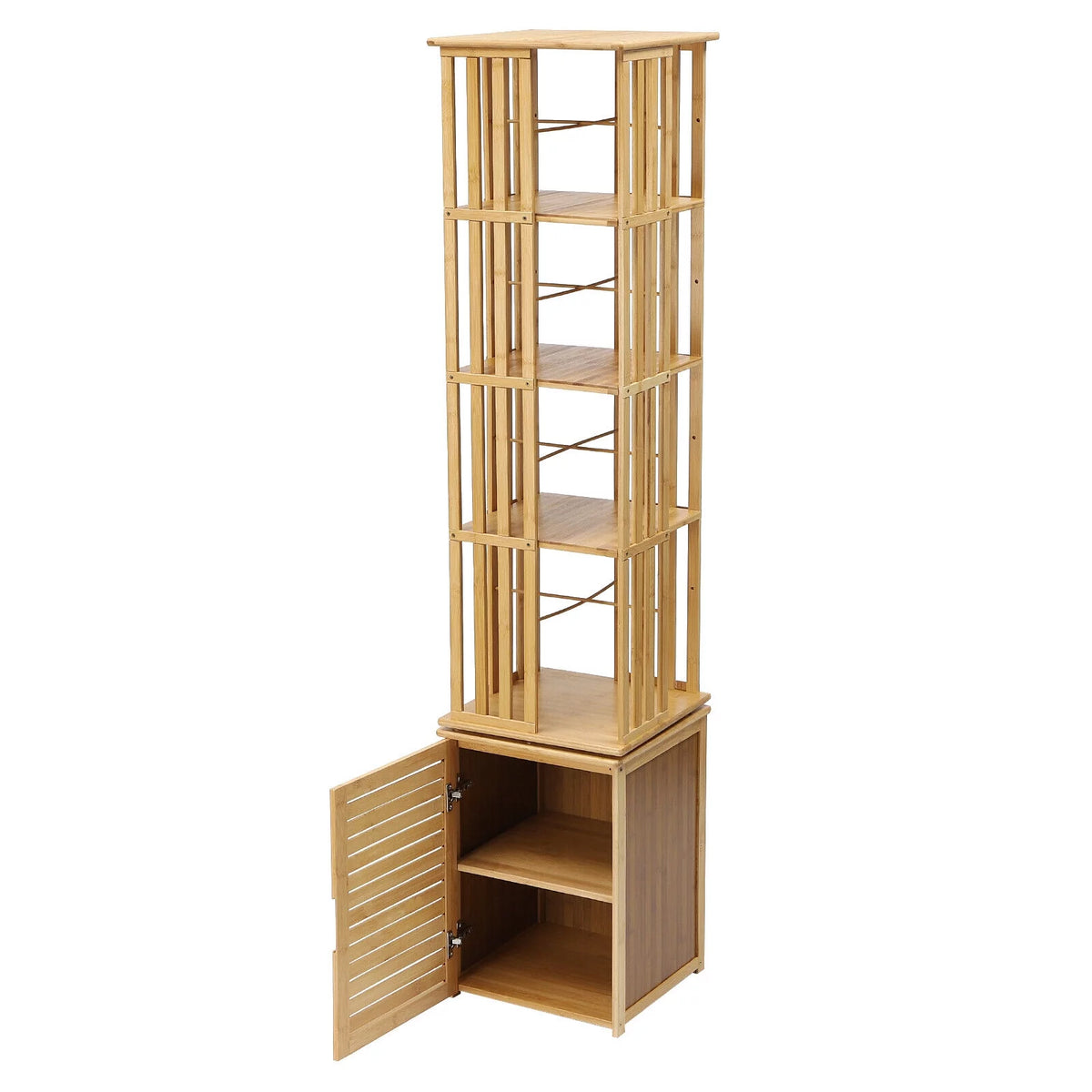 6 Tier 360° Rotating Bamboo Corner Bookshelf N79994