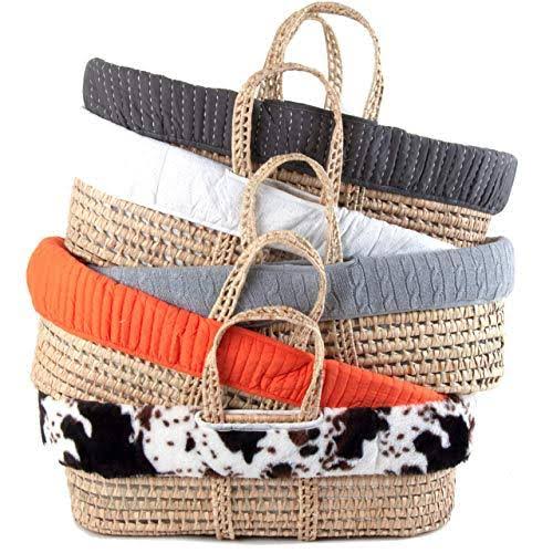 Grey Cable Knit Moses Basket and Bedding Set E9892