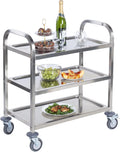 Stainless Steel 3 Tier Rolling Utility Cart with Swivel Locking Wheels F900632