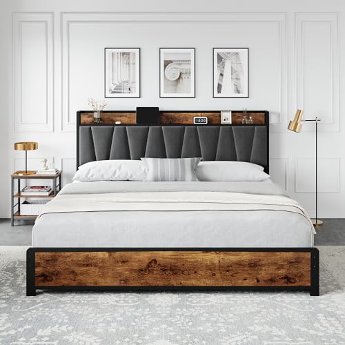 Full Size Linen Upholstered Bed Frame with 4 Drawers X2359