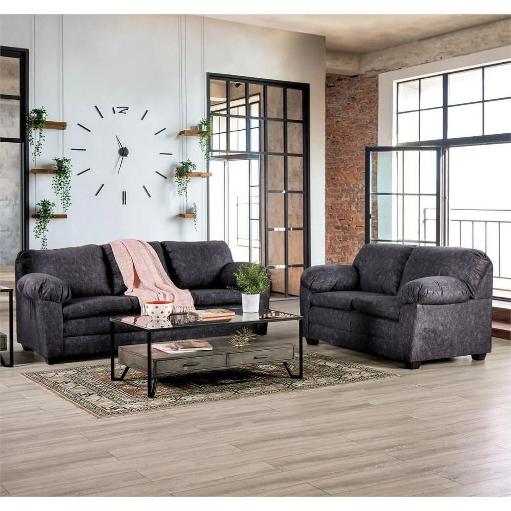 Charcoal Fabric Upholstered Sofa J8476