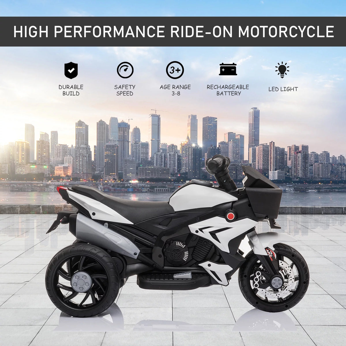 6 V Motorcycle Powered Ride-On with Headlights O2058