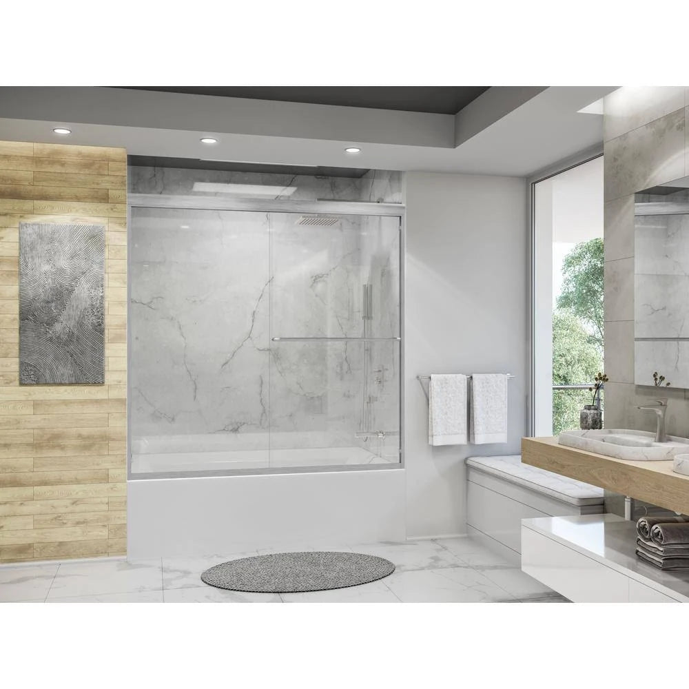 57x22 Bypass Frameless Tub Door Brushed Nickel M32136