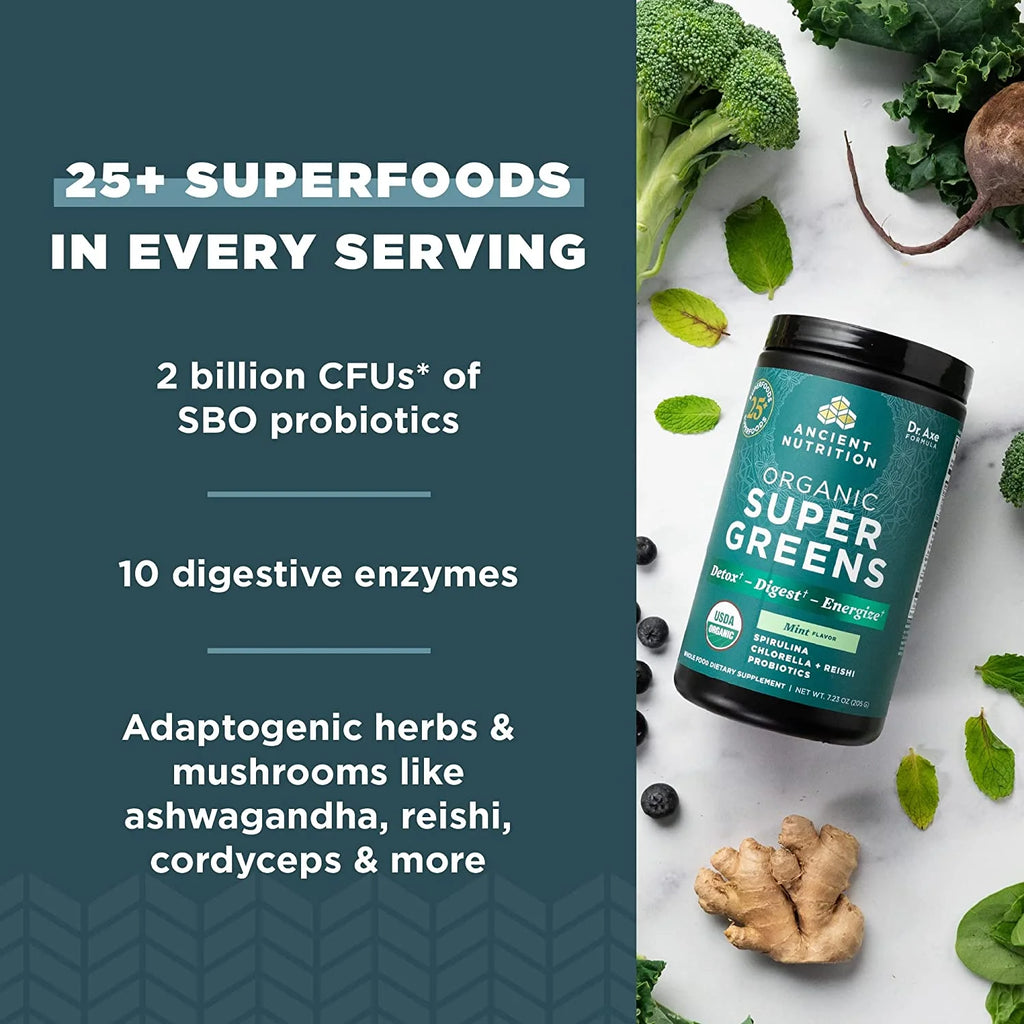 Organic Super Greens, Mint, 7.23 oz U234