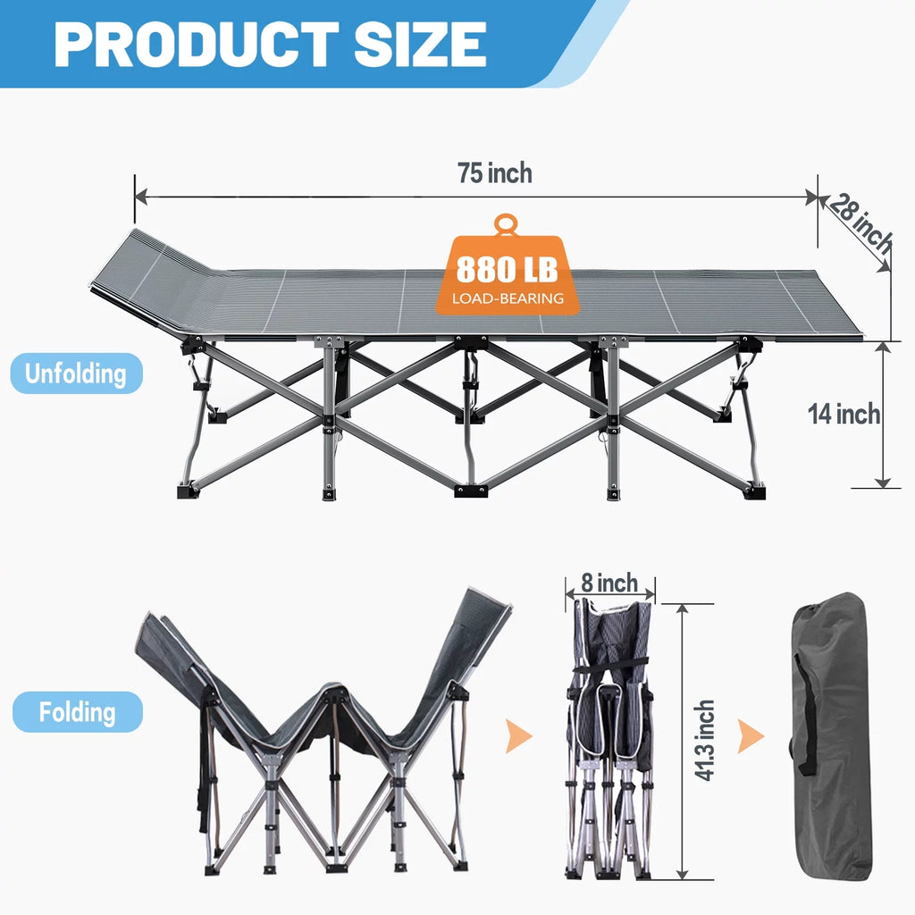 75" Portable Folding Camping Cot with Carry Bag N8248