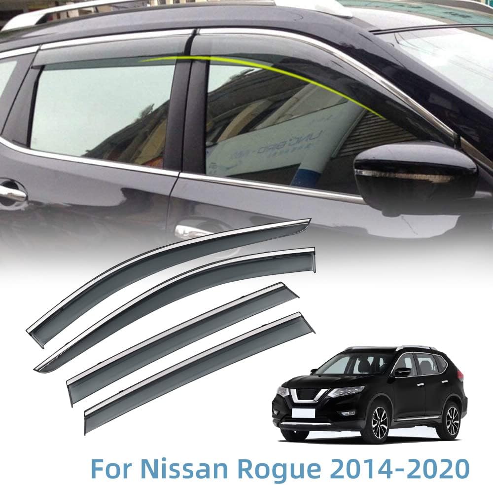 Polycarbonate Rain Guards Window Visors with 304 Stainless Steel Trim Pack of 2 C53832