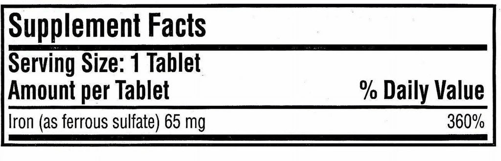 100 Tablets Ferrous Sulfate Iron 325 mg Q4525