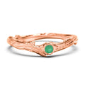 10k Rose Gold Organic Twig Band with Birthstone and Aquamarine Stone Q5071