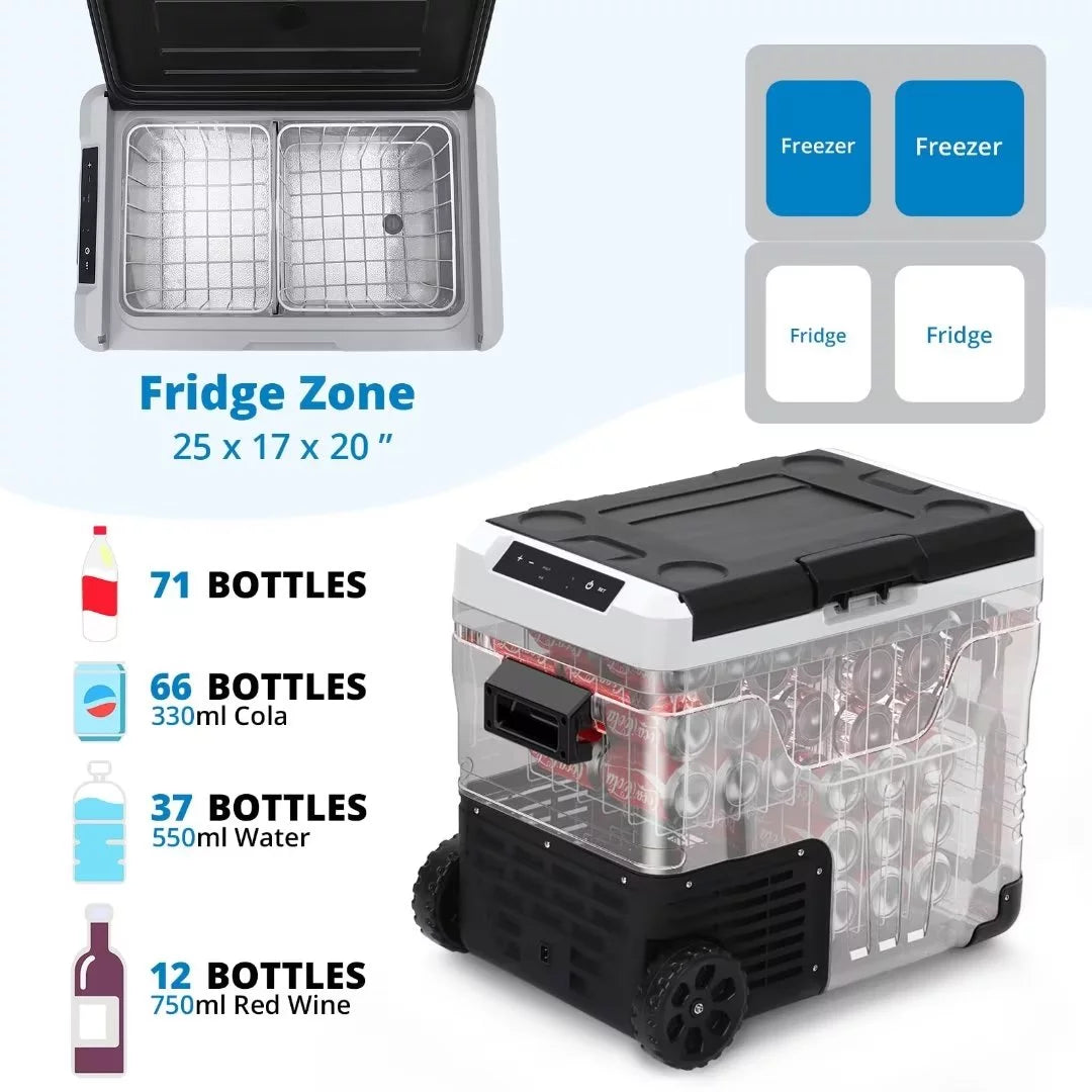12 Volt Portable Car Refrigerator Freezer 53 Quarts Black H590