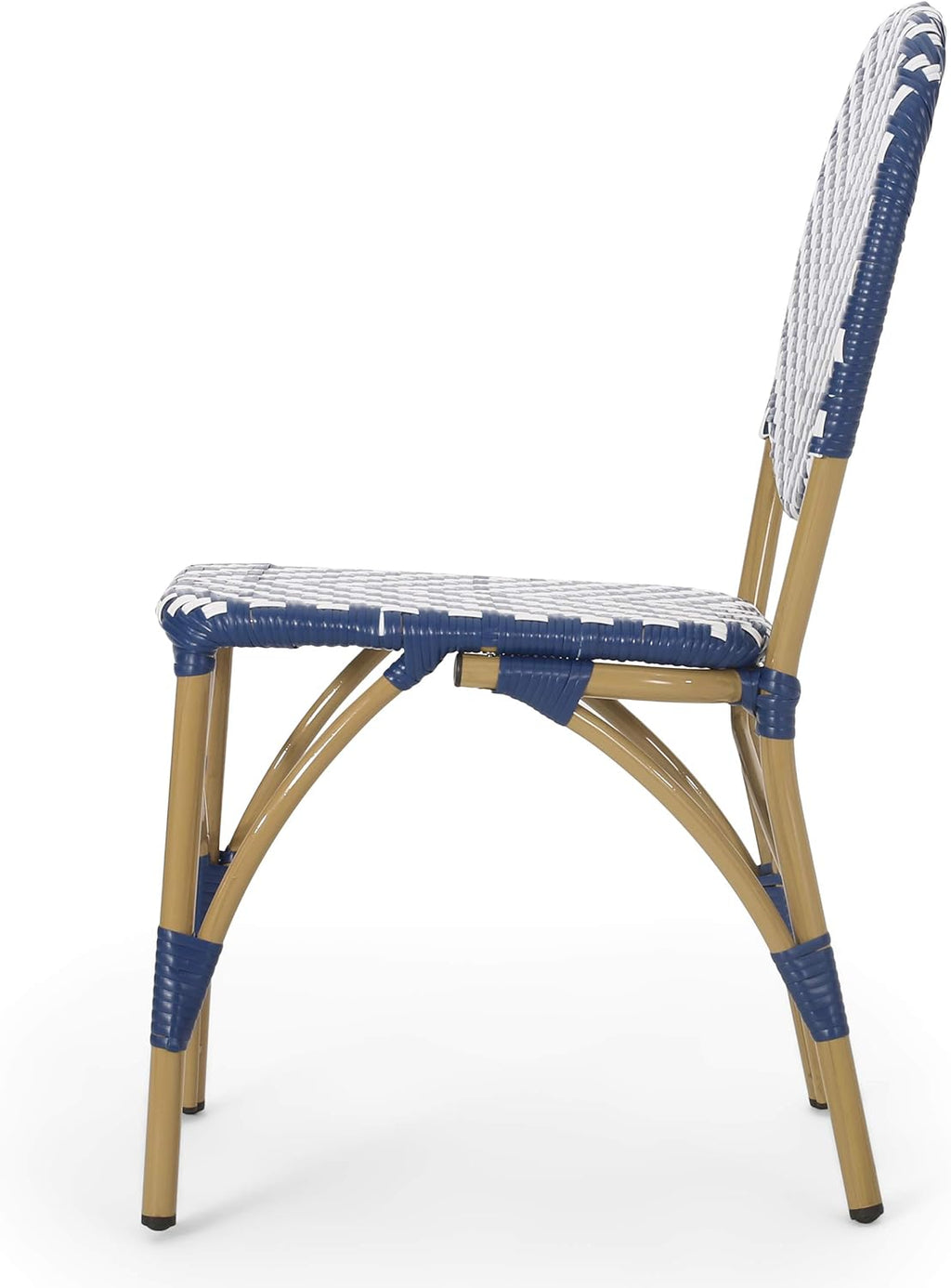 Navy Blue White Bamboo Finish Outdoor Bistro Chair C621