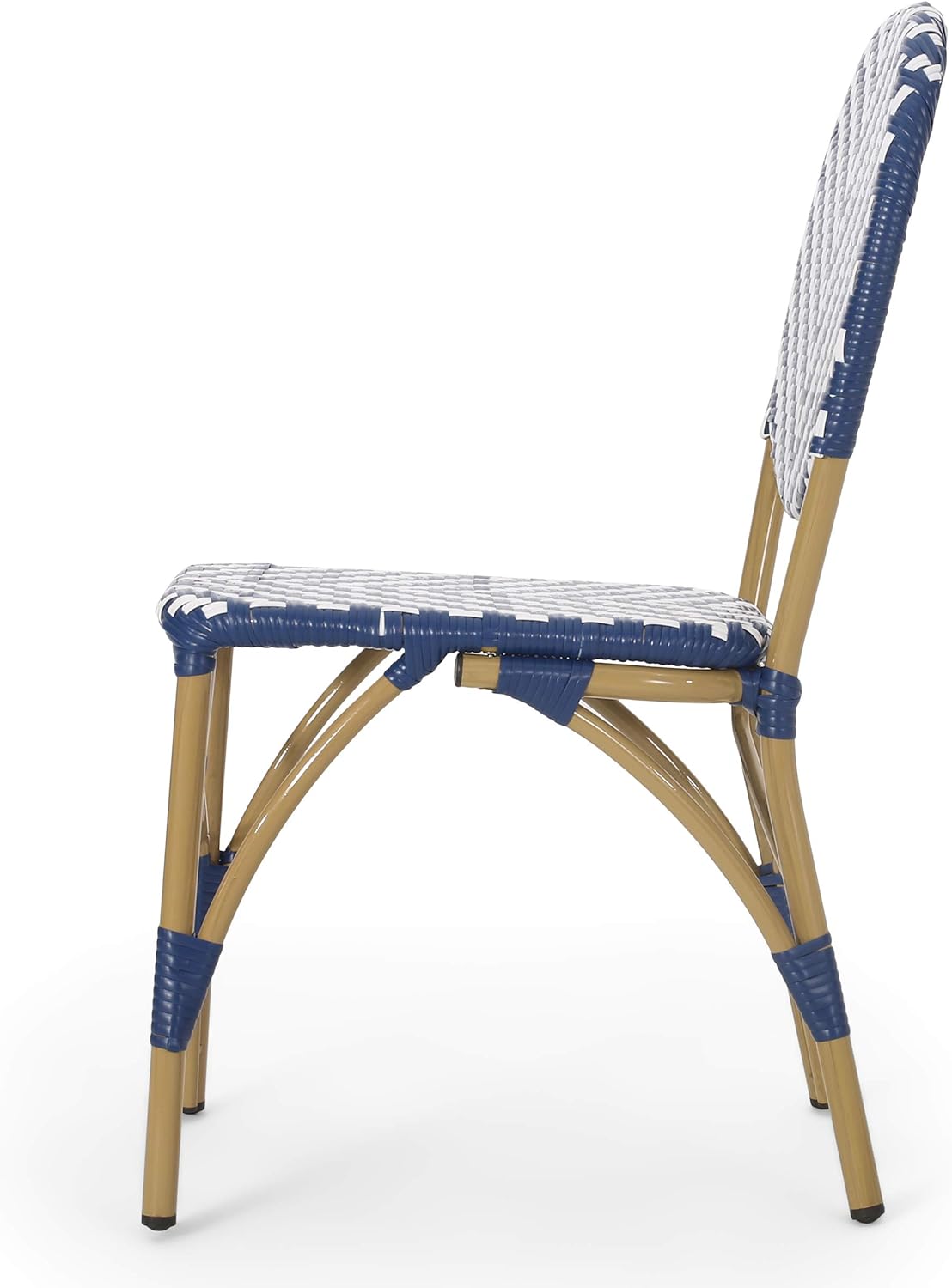 Navy Blue White Bamboo Finish Outdoor Bistro Chair C621
