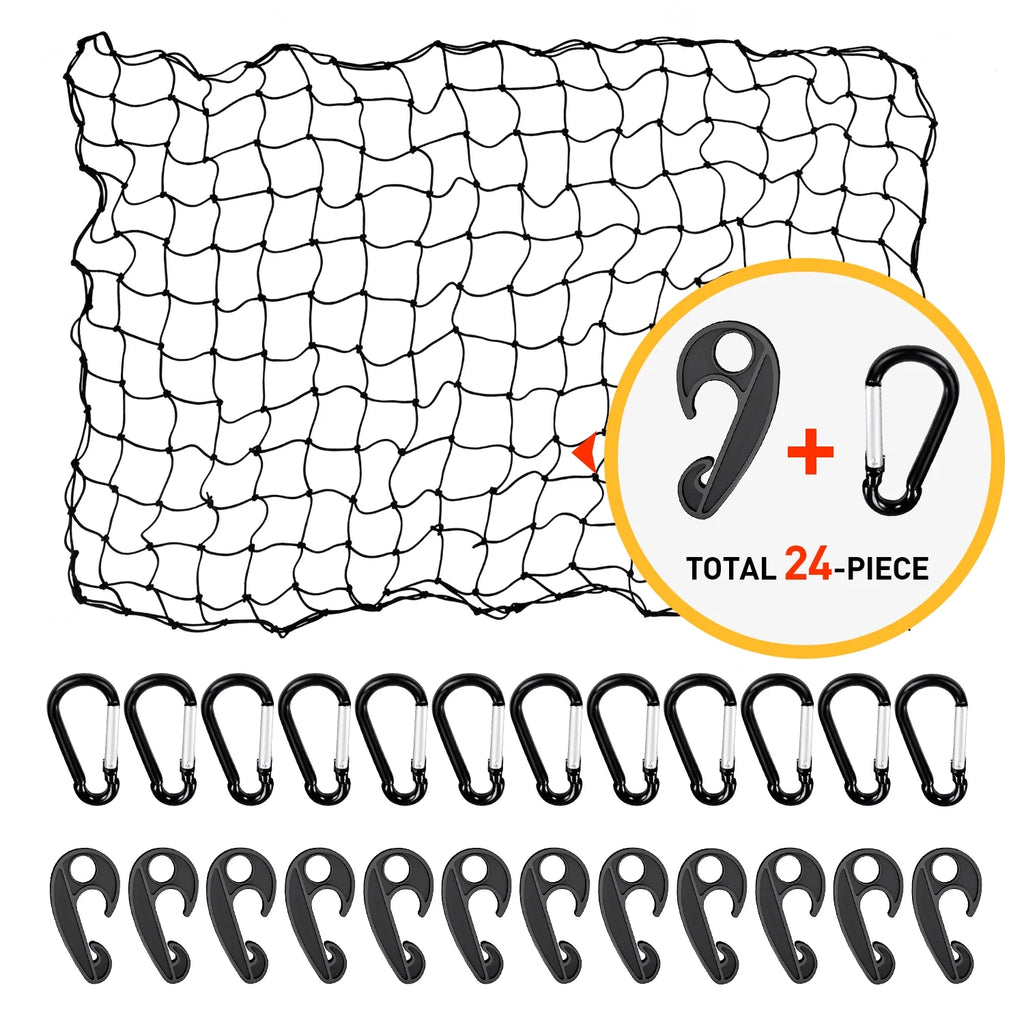 4'x6' Bungee Cargo Net Stretches to 8'x12' with 24 Universal Hooks B17077