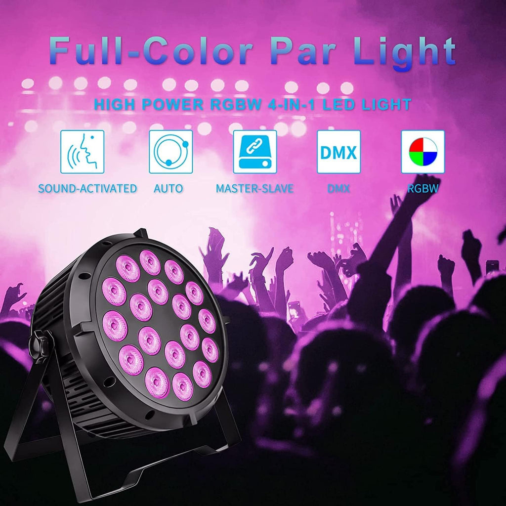 18x8W RGBW LED Stage Lights DMX-512 Sound Activated Strobe Lights (1 Pack) A76652