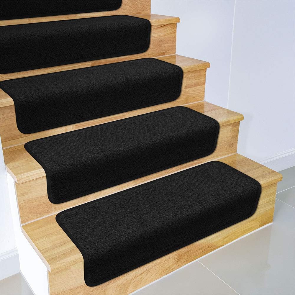 Set of 15 Black Carpet Stair Treads V131202