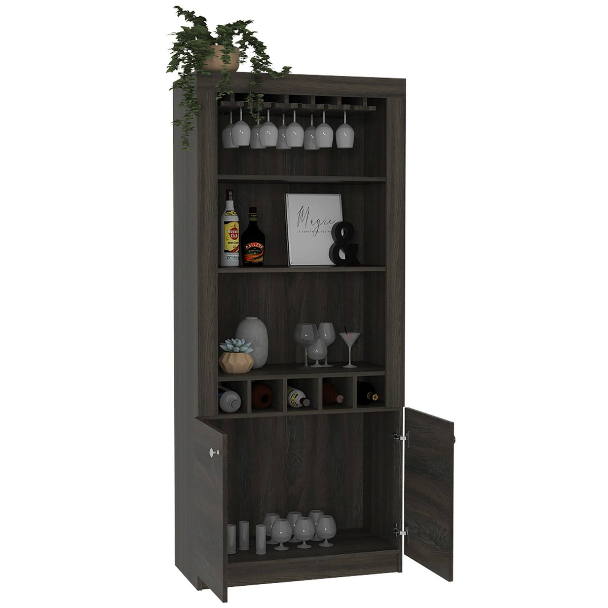Black Wengue Bar Cabinet D81046
