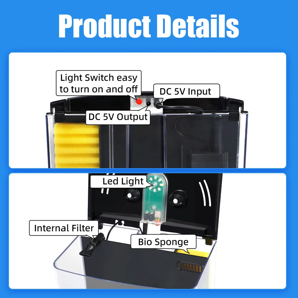 1.2 Gallon Betta Fish Tank Starter Kit with LED Light and Water Filter Pump R982