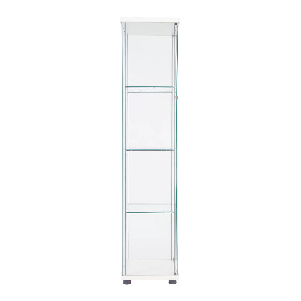White One Door Glass Display Cabinet with 4 Shelves O90101