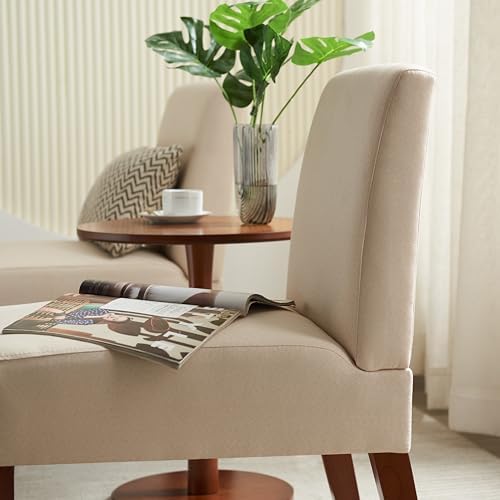 Beige Fabric Accent Chair with Wood Frame B266247
