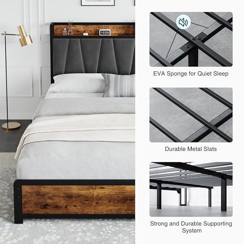 Full Size Linen Upholstered Bed Frame with 4 Drawers X2359