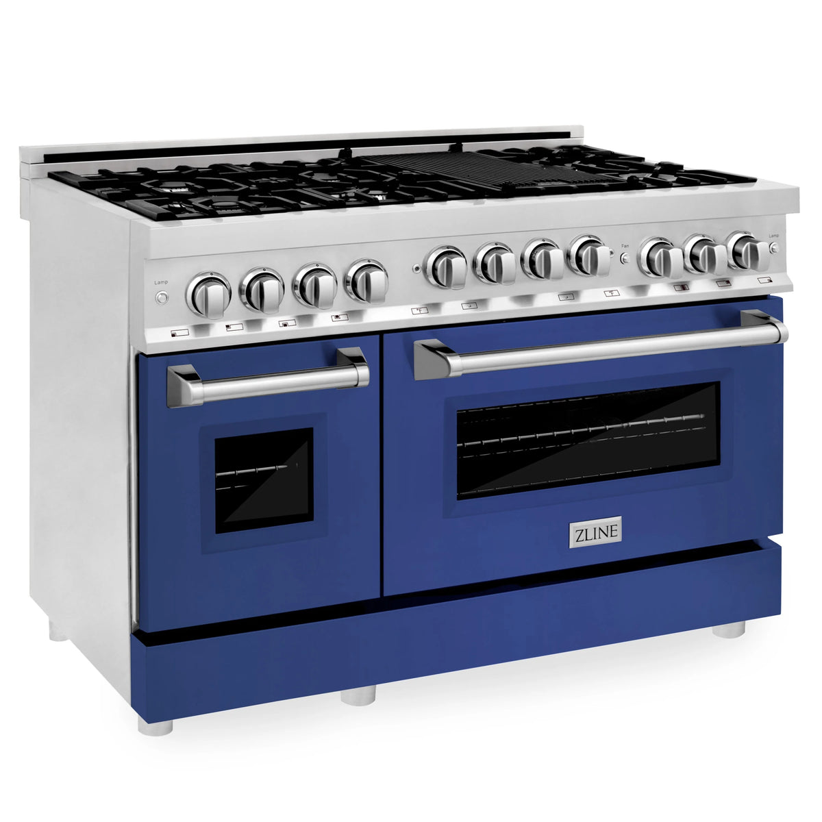 48 In. Gas Range with Gas Stove and Gas Oven in Stainless Steel with Blue Matte Doors F8318