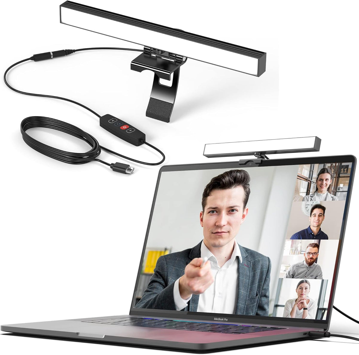 Video Conference Lighting for Monitor and Laptop, USB-C, Single Kit P595067