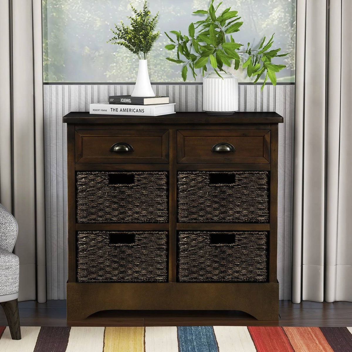 Rustic Storage Cabinet with Baskets E97866
