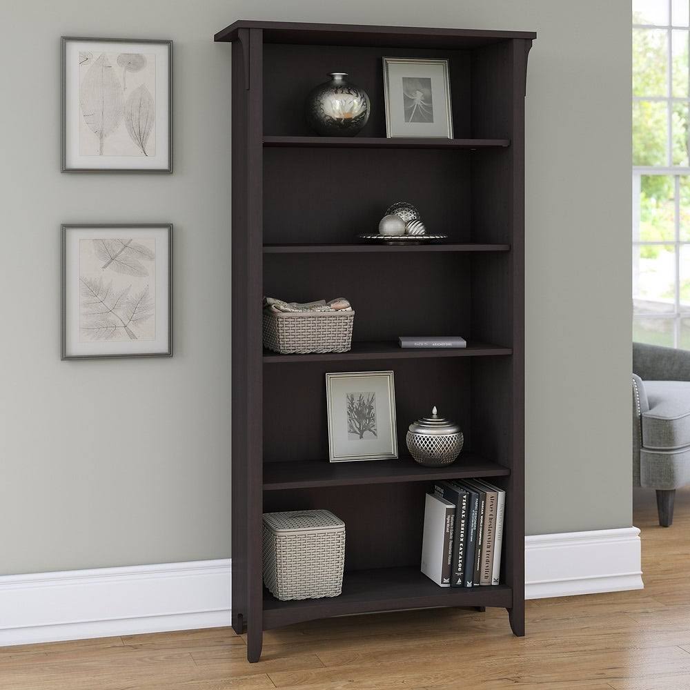 Vintage Black 5-Shelf Bookcase D368