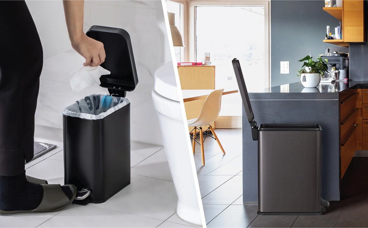 Black Stainless Steel Kitchen Trash Can Combo D608861
