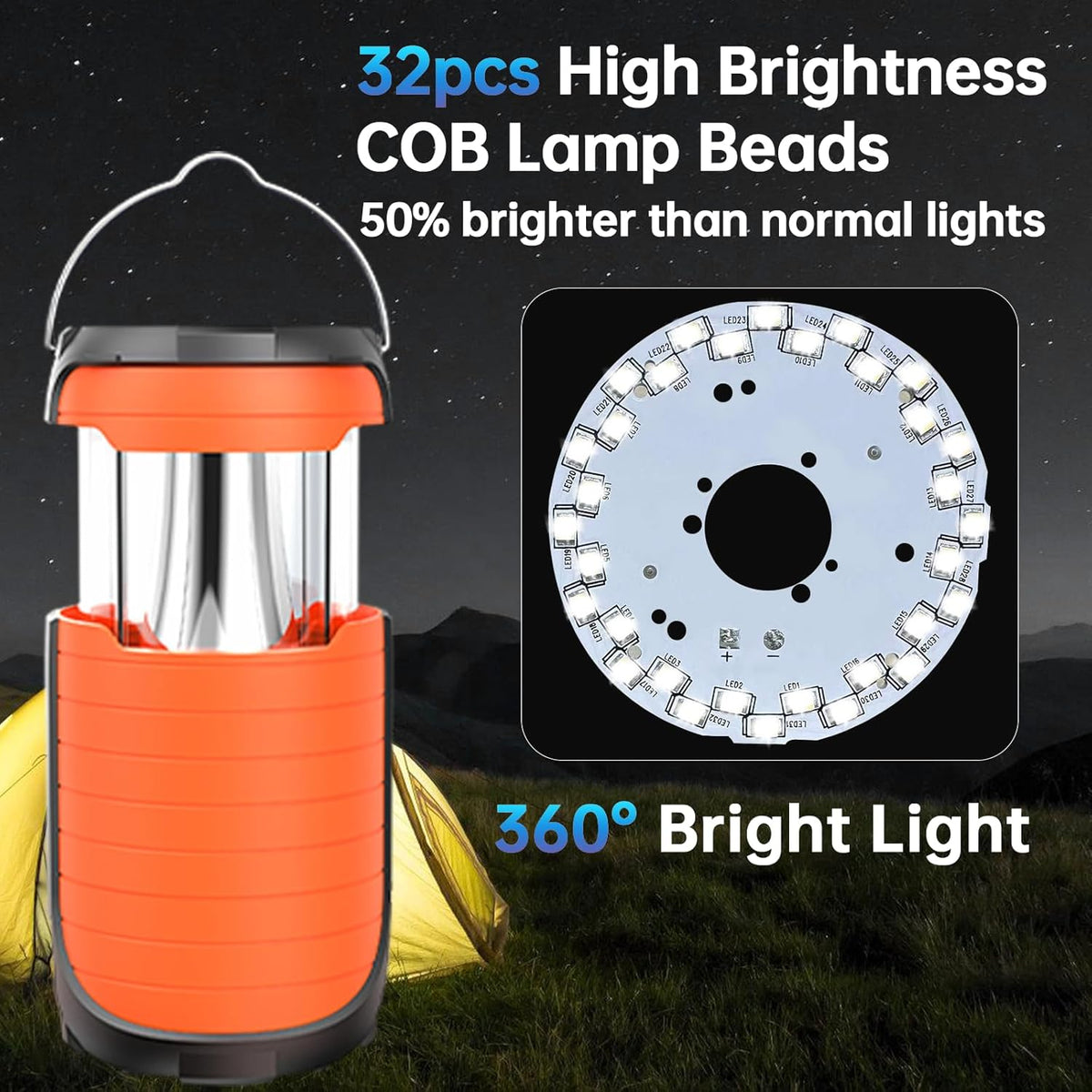 Rechargeable LED Camping Lantern with 5000mAh Battery A77691