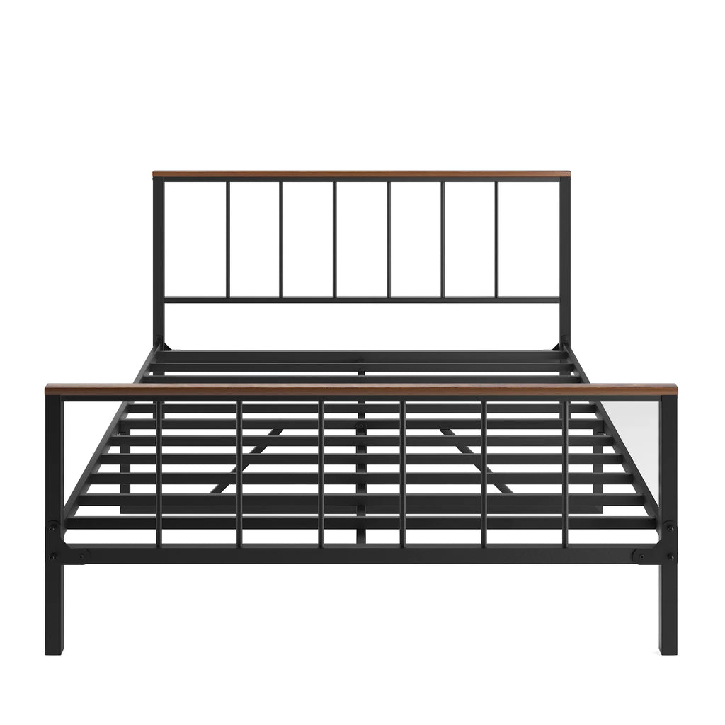 Black Metal Platform Bed Frame with Headboard and Footboard B468246