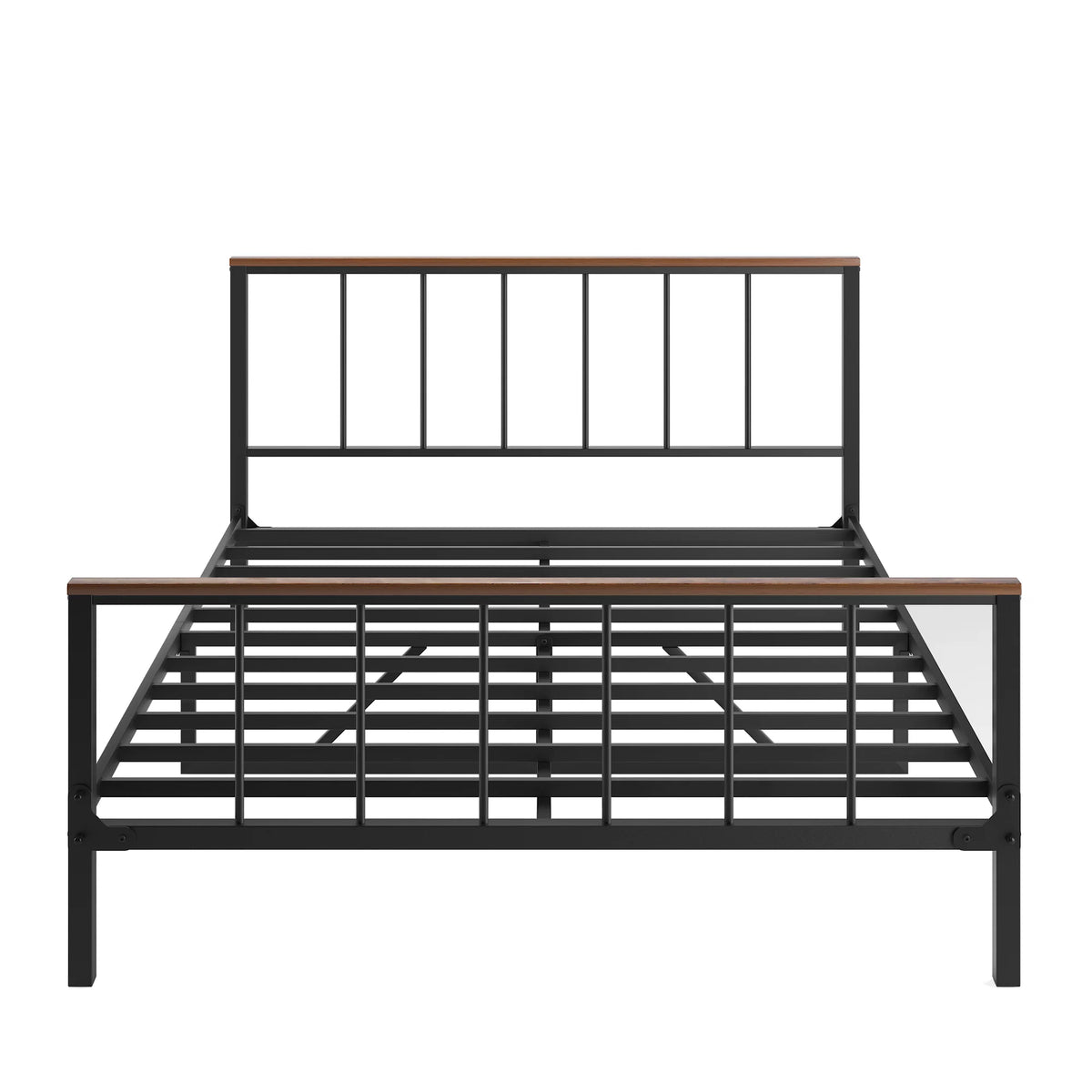 Black Metal Platform Bed Frame with Headboard and Footboard B468246